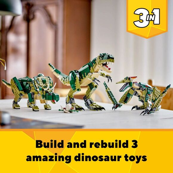 LEGO Creator 3 in 1 T-Rex Dinosaur Toy - Build T Rex, Triceratops & Pterodactyl - Picture 8 of 11
